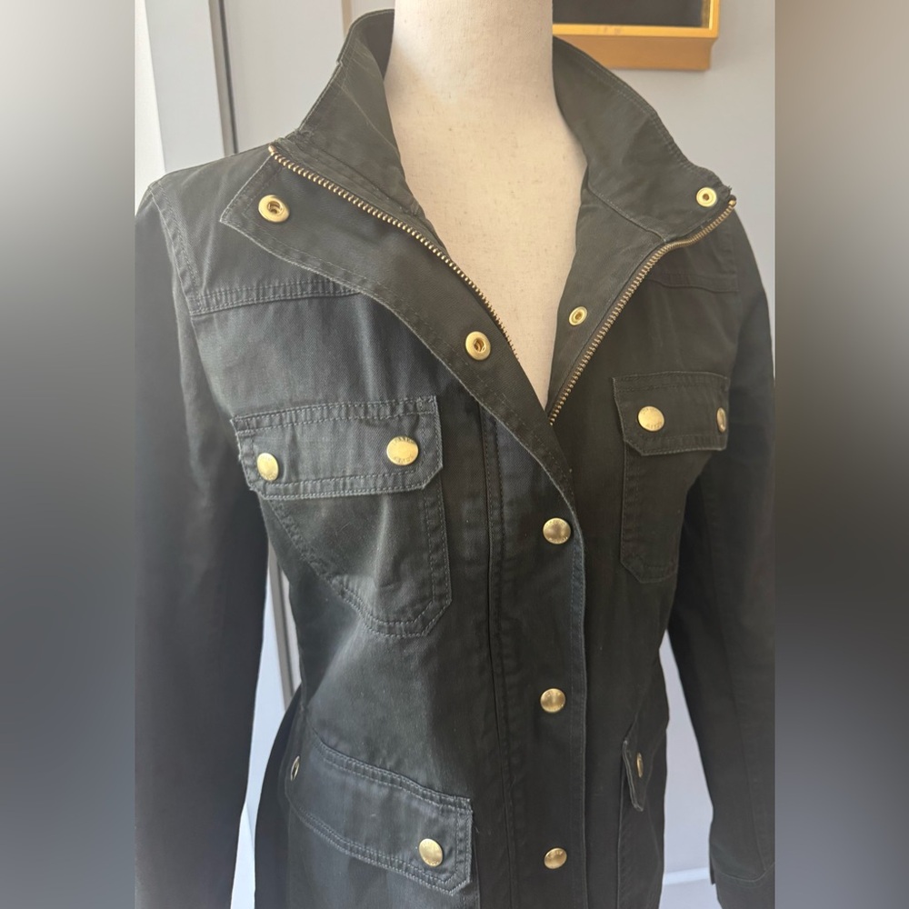 J. Crew Factory Olive Resin Coated Utility Jacket - Picture 4 of 12